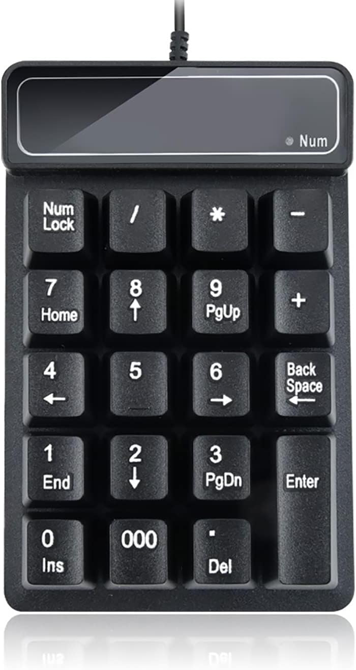JPHTEK Wired Number Pad, USB Numeric Keypads 19 Key Number Keypads Keyboard for Laptop PC Computer Notebook, Big Print Letters - Image 1